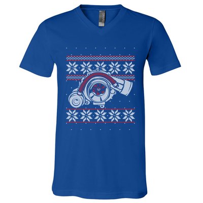 Turbo Car Mechanic Matching Ugly Christmas Racing Drifting Gift V-Neck T-Shirt