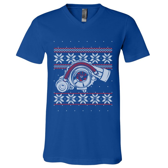 Turbo Car Mechanic Matching Ugly Christmas Racing Drifting Gift V-Neck T-Shirt