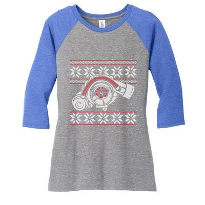 Turbo Car Mechanic Matching Ugly Christmas Racing Drifting Gift Women's Tri-Blend 3/4-Sleeve Raglan Shirt