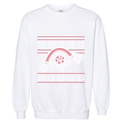 Turbo Car Mechanic Matching Ugly Christmas Racing Drifting Gift Garment-Dyed Sweatshirt