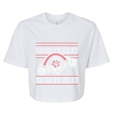 Turbo Car Mechanic Matching Ugly Christmas Racing Drifting Gift Bella+Canvas Jersey Crop Tee