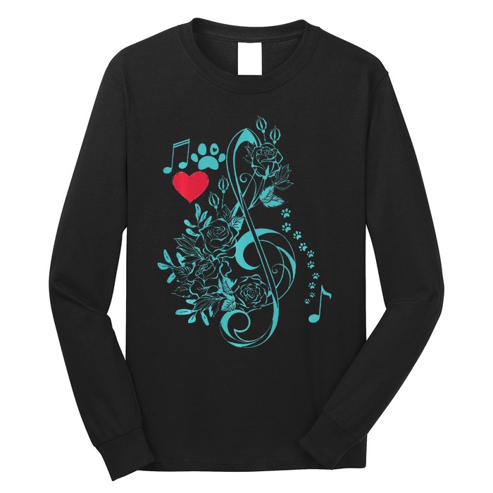 Treble Clef Music Paws Long Sleeve Shirt