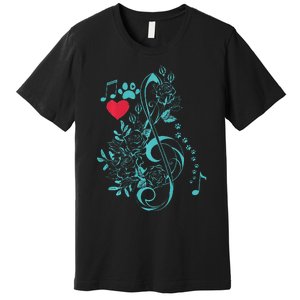 Treble Clef Music Paws Premium T-Shirt