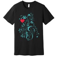 Treble Clef Music Paws Premium T-Shirt