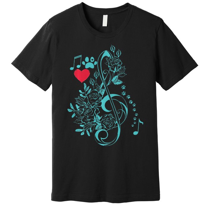 Treble Clef Music Paws Premium T-Shirt