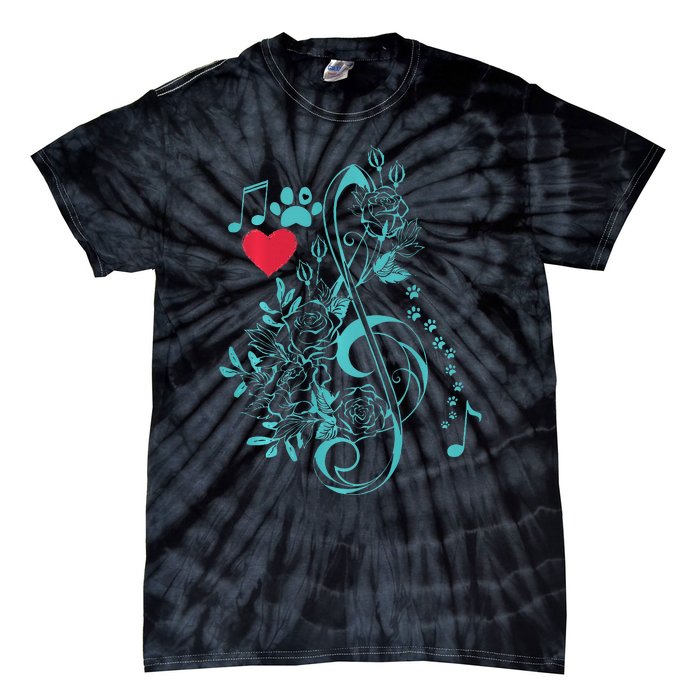 Treble Clef Music Paws Tie-Dye T-Shirt