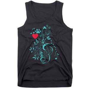 Treble Clef Music Paws Tank Top