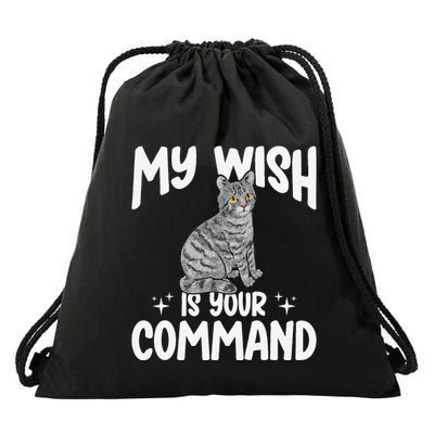 Tabby Cat My Wish Is Your Command Gray Tabby Cat Drawstring Bag