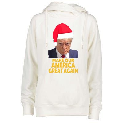 Trump Claus Make Our America Great Again Trump Mugshot Gift Womens Funnel Neck Pullover Hood