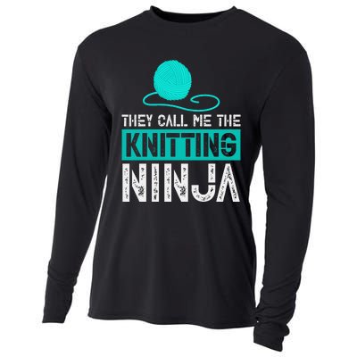 They Call Me the Knitting Ninja Funny Mom Grandma  Cooling Performance Long Sleeve Crew