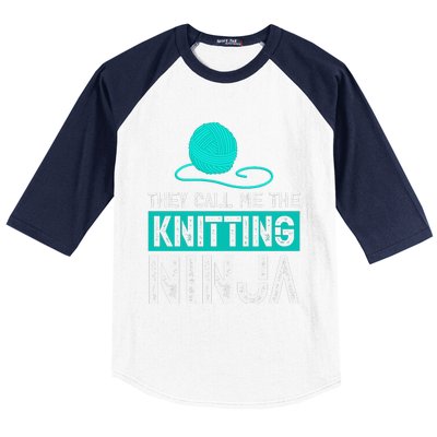 They Call Me the Knitting Ninja Funny Mom Grandma  Baseball Sleeve Shirt