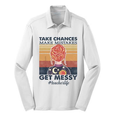 Take Chances Make Mistakes Get Messy Silk Touch Performance Long Sleeve Polo