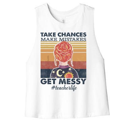 Take Chances Make Mistakes Get Messy Women's Racerback Cropped Tank