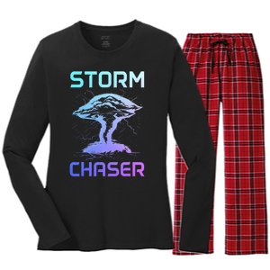 Tornado Chaser Meteorologist Storm Chasing Meteorology Women's Long Sleeve Flannel Pajama Set 