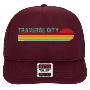 Traverse City Michigan High Crown Mesh Back Trucker Hat