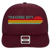 Traverse City Michigan High Crown Mesh Back Trucker Hat