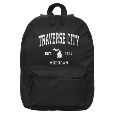 Traverse City Michigan Mi Vintage Athletic Sports Design 16 in Basic Backpack