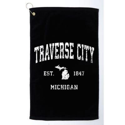 Traverse City Michigan Mi Vintage Athletic Sports Design Golf Towel