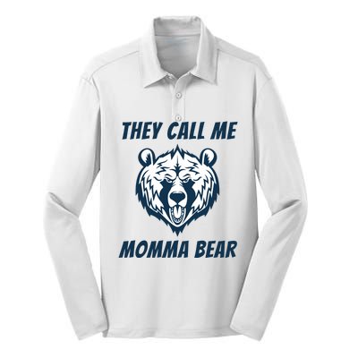 They Call Me Momma Bear Mothers Day Silk Touch Performance Long Sleeve Polo