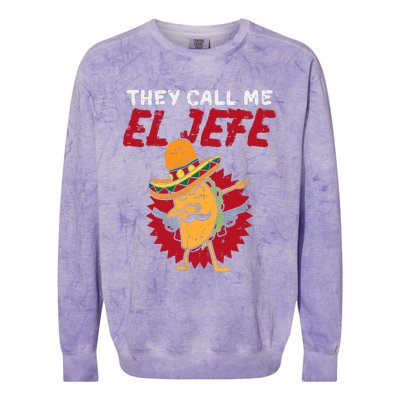 They Call Me El Jefe Taco Funny Boss Cinco De Mayo Boy Colorblast Crewneck Sweatshirt