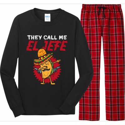 They Call Me El Jefe Taco Funny Boss Cinco De Mayo Boy Long Sleeve Pajama Set