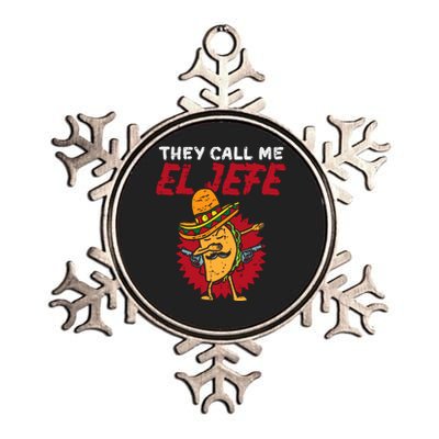 They Call Me El Jefe Taco Funny Boss Cinco De Mayo Boy Metallic Star Ornament