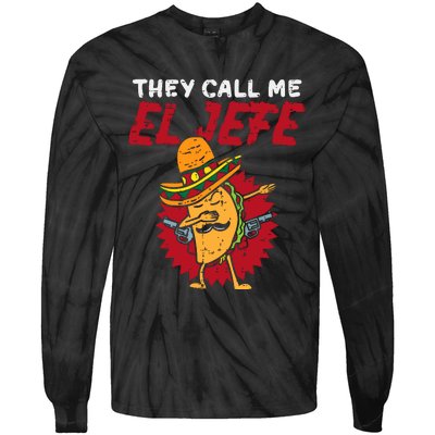 They Call Me El Jefe Taco Funny Boss Cinco De Mayo Boy Tie-Dye Long Sleeve Shirt