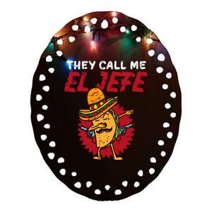 They Call Me El Jefe Taco Funny Boss Cinco De Mayo Boy Ceramic Oval Ornament