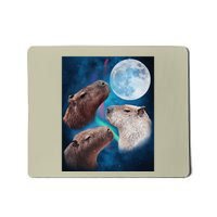 Three Capybaras Moon And Nighttime Sky Mousepad