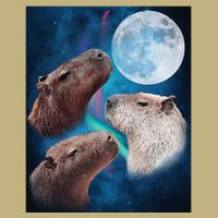 Three Capybaras Moon And Nighttime Sky Mousepad