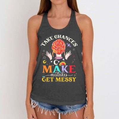 Take Chances Make Mistakes Get Messy Women's Knotted Racerback Tank