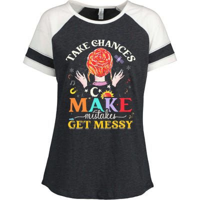 Take Chances Make Mistakes Get Messy Enza Ladies Jersey Colorblock Tee