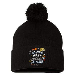 Take Chances Make Mistakes Get Messy For Women Pom Pom 12in Knit Beanie