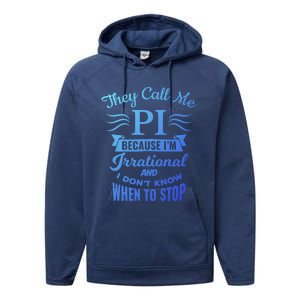 They Call Me Pi Symbol Pi Day Cute Funny Gift Performance Fleece Hoodie