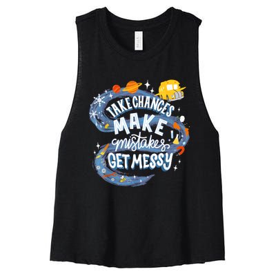 Take Chances Make Mistakes Get Messy Magic Schoolbus Women's Racerback Cropped Tank