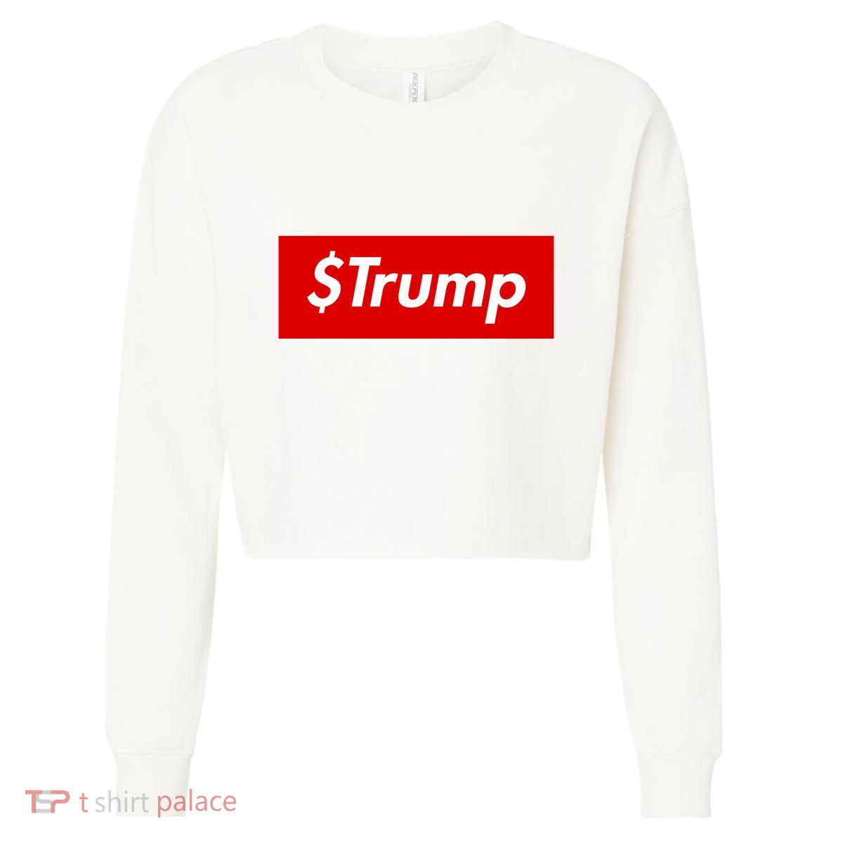 $Trump Coin Meme Cryptocurrency Crypto Donald Trump Cropped Pullover Crew