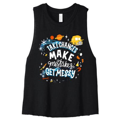 Take Chances Make Mistakes Get Messy Women's Racerback Cropped Tank