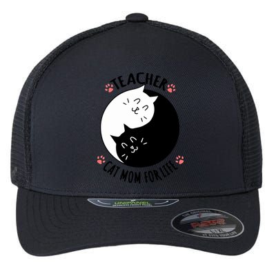 Teacher Cat Mom For Life Quote Mother's Day Gift Flexfit Unipanel Trucker Cap