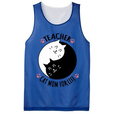Teacher Cat Mom For Life Quote Mother's Day Gift Mesh Reversible Basketball Jersey Tank
