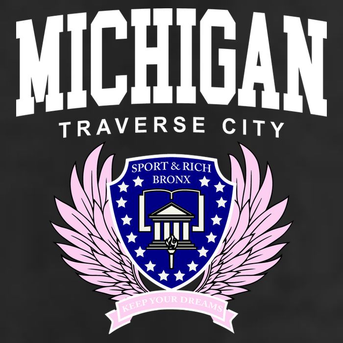 Traverse City Michigan Classy Logo 7 Panel Mesh Trucker Snapback Hat