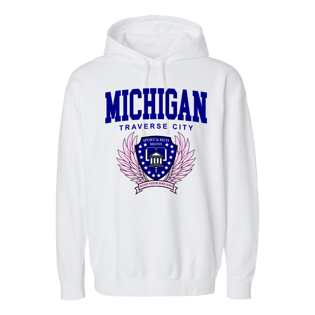 Traverse City Michigan Classy Logo Garment-Dyed Fleece Hoodie