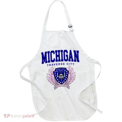 Traverse City Michigan Classy Logo Full-Length Apron With Pockets