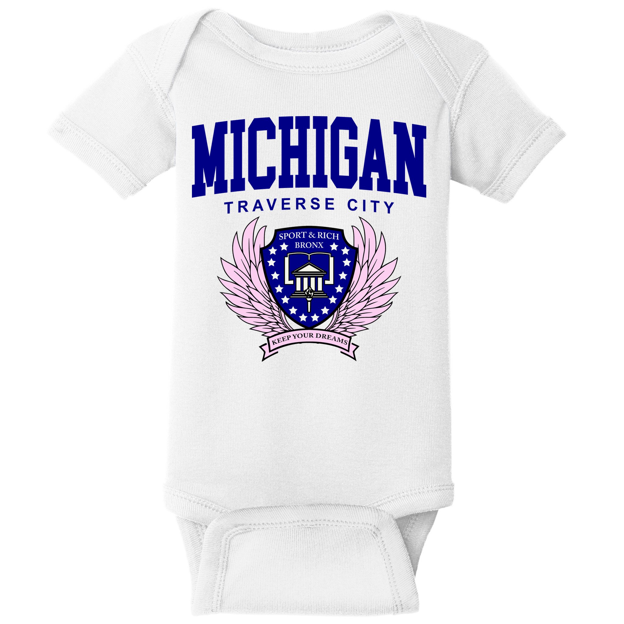 Traverse City Michigan Classy Logo Baby Bodysuit
