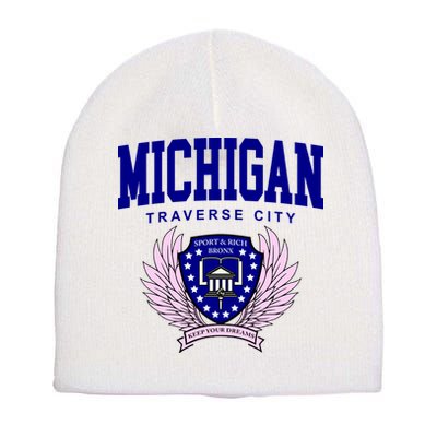 Traverse City Michigan Classy Logo Short Acrylic Beanie