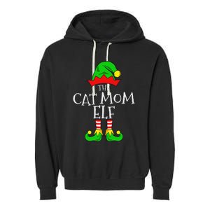 The Cat Mom Elf Funny Christmas Pet Lover Outfit Garment-Dyed Fleece Hoodie