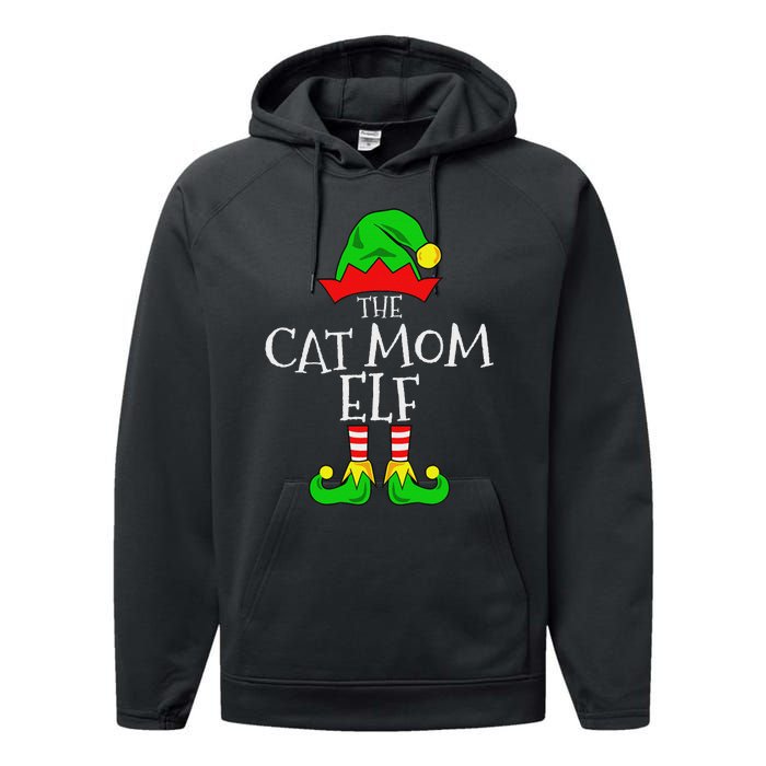 The Cat Mom Elf Funny Christmas Pet Lover Outfit Performance Fleece Hoodie