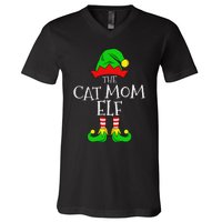 The Cat Mom Elf Funny Christmas Pet Lover Outfit V-Neck T-Shirt