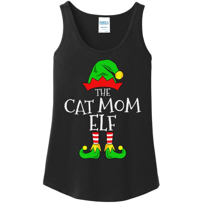 The Cat Mom Elf Funny Christmas Pet Lover Outfit Ladies Essential Tank