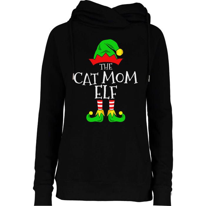 The Cat Mom Elf Funny Christmas Pet Lover Outfit Womens Funnel Neck Pullover Hood