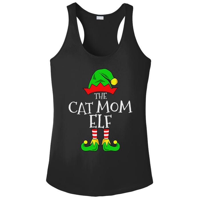 The Cat Mom Elf Funny Christmas Pet Lover Outfit Ladies PosiCharge Competitor Racerback Tank